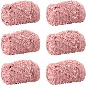 vidaXL Ριχτάρια 6 pcs Ροζ 200 x 150 cm Μαλλί