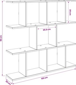 vidaXL Ράφι Τοίχου Λευκό 102 x 20 x 96 εκ Επεξεργασμένο Ξύλο