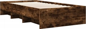 vidaXL Πλαίσιο Κρεβ. Χωρ. Στρώμα Καπνιστή Δρυς 90x200 εκ. Επεξ. Ξύλο