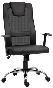 Vinsetto Καρέκλα Γραφείου Περιστρεφόμενη, Ρυθμιζόμενο Ύψος, Καρέκλα Διευθυντή, Καρέκλα Γραφείου, Εργονομική, PU Μαύρο, 66 x 73 x 108-118 cm