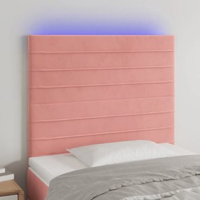 Κεφαλάρι Κρεβατιού LED Ροζ 100x5x118/128 εκ. Βελούδινο 3122611