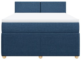 Κρεβάτι Boxspring με Στρώμα Μπλε 140x200 εκ. Υφασμάτινο - Μπλε