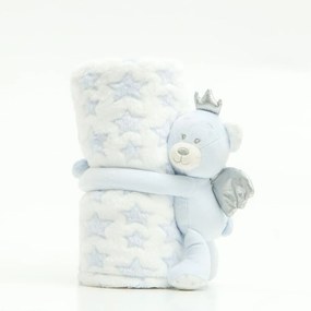 Borea Κουβέρτα Αγκαλιάς Σετ Κουκλάκι Angel Bear Γαλάζιο 75 x 100 cm Γαλάζιο