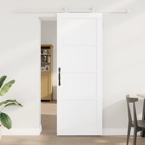 vidaXL Συρόμενη Πόρτα με Σετ Εξαρτημάτων 'ORKDAL' Λευκή Συμπαγές Ξύλο Πεύκου