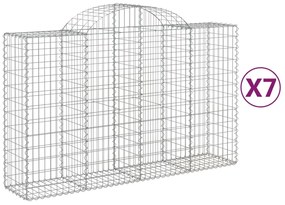 vidaXL Συρματοκιβώτια Τοξωτά 7 τεμ. 200x50x120/140 εκ. Γαλβαν. Ατσάλι