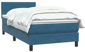 Κρεβάτι Boxspring με Στρώμα Σκούρο Μπλε 80x220 εκ. Βελούδινο - Μπλε