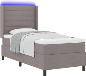 vidaXL LED Κρεβάτι με βάθρο με στρώμα Taupe 100 x 200 cm ύφασμα