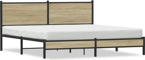 vidaXL Σκελετός Κρεβ. Χωρίς Στρώμα Sonoma Δρυς 180x200 εκ. Μεταλλικό