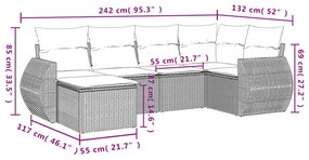 vidaXL Σετ Καναπέ Κήπου 6 τεμ. Μπεζ Συνθετικό Ρατάν με Μαξιλάρια