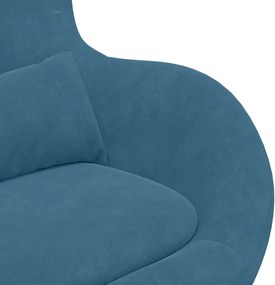 vidaXL Αυγό Καρέκλα με Σκαμνί with Footstool Μπλε Βελούδο