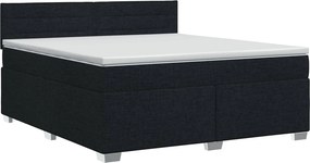 vidaXL Κρεβάτι box spring με στρώμα Μαύρο 180 x 200 cm Ύφασμα