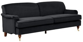 Τριθέσιος καναπές Augusta A102, Μαύρο, 200x77x77cm, Ταπισερί, Πόδια: Ξύλινα