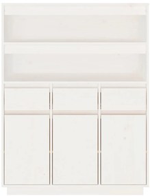 vidaXL Ντουλάπι Ψηλό Λευκό 89x40x116,5 εκ. από Μασίφ Ξύλο Πεύκου