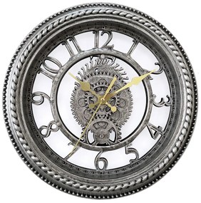 Ρολόι Τοίχου Ασημί Πλαστικό Φ30.5x4.6cm - Πλαστικό - 14740015