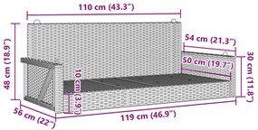 Παγκάκι Κούνια Μαύρο 119x56x48 εκ. από Συνθετικό Ρατάν - Μαύρο