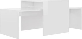 vidaXL Σετ Τραπεζάκια Σαλονιού Γυαλ. Λευκό 100x48x40 εκ. Επεξ. Ξύλο