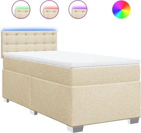vidaXL Κρεβάτι Boxspring με Στρώμα Κρεμ 100 x 200 εκ. Υφασμάτινο