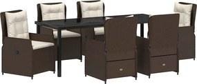 vidaXL Σέτ φαγητού για κήπο 7 pcs Καφέ συνθετικό ρατάν