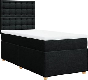 vidaXL Κρεβάτι Boxspring με Στρώμα Μαύρο 90x200 εκ. Υφασμάτινο