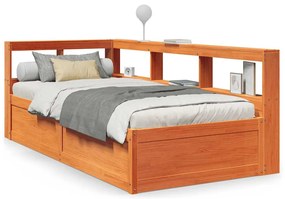 vidaXL Κρεβάτι Βιβλιοθήκη Χωρίς Στρώμα 75x190 εκ Μασίφ Ξύλο Πεύκου