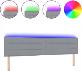 vidaXL LED κεφαλάρι με κεφαλάρι Ανοιχτό γκρι 200 cm Πολυεστέρας