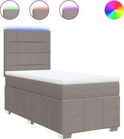 vidaXL Κρεβάτι Boxspring με Στρώμα Taupe 100 x 200 εκ. Υφασμάτινο