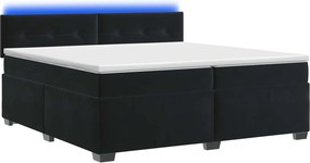 vidaXL Κρεβάτι Box Spring με Στρώμα και LED Μαύρο 200 x 200 cm Βελούδο