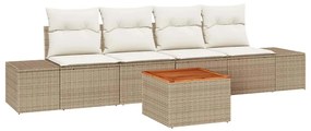 vidaXL Σετ Καναπέ Κήπου 5 pcs Μπεζ και Κρέμα συνθετικό ρατάν