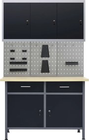 vidaXL Πάγκος Εργασίας με Τρία Πάνελ Τοίχου και Ένα Ντουλάπι