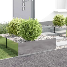 vidaXL Περίγραμμα γκαζόν 4 τμχ. 100 x 60 x 35 cm Ατσάλι Ασημί