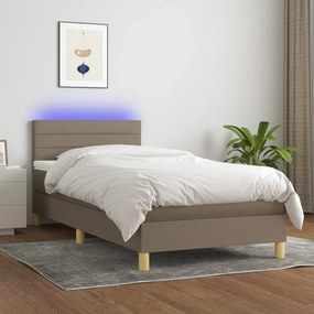 ΚΡΕΒΑΤΙ BOXSPRING ΜΕ ΣΤΡΩΜΑ &amp; LED TAUPE 90X200 ΕΚ. ΥΦΑΣΜΑΤΙΝΟ 3133769