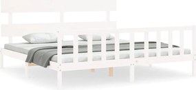 vidaXL Σκελετός Κρεβ. Χωρίς Στρώμα Λευκό 200x200 εκ Μασίφ Πεύκο