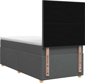 vidaXL Κρεβάτι box spring με στρώμα Σκούρο Γκρι 80 x 200 cm Ύφασμα