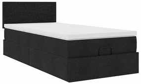 vidaXL Οθωμανικό κρεβάτι με στρώμα Μαύρο 90x200cm Ύφασμα