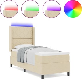 vidaXL LED Κρεβάτι με βάθρο με στρώμα Κρεμ 80 x 200 cm ύφασμα