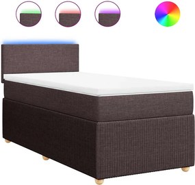 vidaXL Κρεβάτι Boxspring με Στρώμα Σκούρο Καφέ 100x200 εκ. Υφασμάτινο