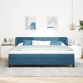 vidaXL Κρεβάτι Box Spring με Στρώμα Σκούρο Μπλε 200x200 εκ. από Βελούδο
