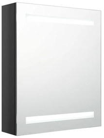 Καθρέφτης Μπάνιου με Ντουλάπι &amp; LED Λαμπερό Μαύρο 50x14x60 εκ. - Μαύρο
