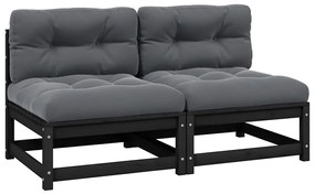 vidaXL Καναπέδες Κήπου Μεσαίοι 2 τεμ. Ξύλο Πεύκου με Ανθρακί Μαξιλάρια