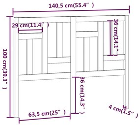 vidaXL Κεφαλάρι Κρεβατιού 140,5 x 4 x 100 εκ. από Μασίφ Ξύλο Πεύκου