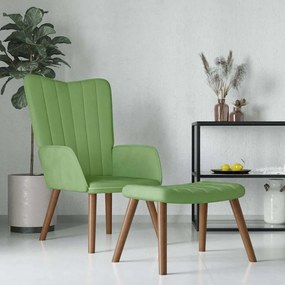 VidaXL Πολυθρόνα Relax Ανοιχτό Πράσινο Βελούδινη με Σκαμπό