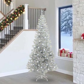 vidaXL Χριστουγεννιάτικο Δέντρο με 300 LED με βάση Ασημί 240 cm PET