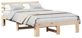 vidaXL Σκελετός Κρεβατιού Κρεμ 140 x 190 cm Μασίφ ξύλο πεύκου