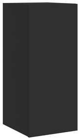 Ντουλάπια Τηλεόρασης Τοίχου 3 Τεμ. με Φώτα LED Μαύρα - Μαύρο