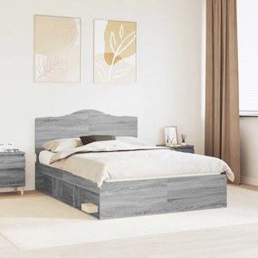 vidaXL Σκελετός Κρεβατιού Γκρι Sonoma 150 x 200 cm