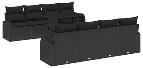 vidaXL Σετ Καναπέ Κήπου 9 pcs Μαύρο 100 x 55 x 73 εκ. Πολυ ράταν