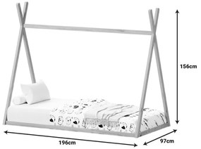 Kρεβάτι παιδικό Lilly τύπου Montessori ξύλο πεύκου γκρί 90x190 εκ. 90x190x156.5 εκ.