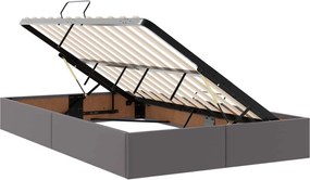 vidaXL Κρεβάτι με αποθηκευτικό χώρο και στρώμα 2 pcs Γκρι Δέρμα