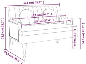 Παγκάκι Σκούρο Γκρι 113x64,5x75,5 εκ. Υφασμάτινο με Μαξιλάρια - Γκρι