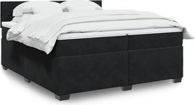 vidaXL Κρεβάτι Boxspring με Στρώμα Μαύρο 200x200 εκ. Βελούδινο